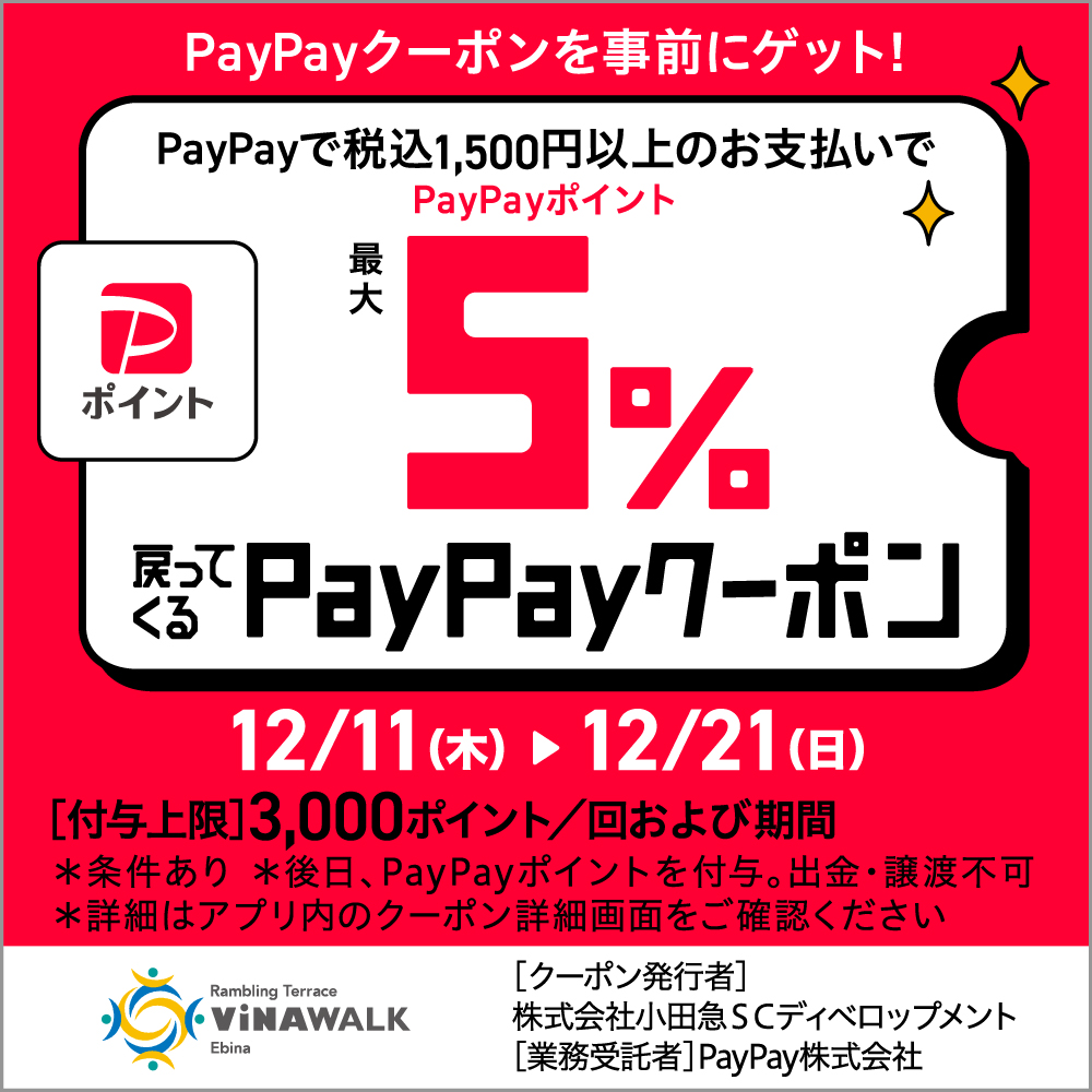 イメージ:PayPayのご利用でPayPayポイントが最大5%戻ってくるキャンペーン